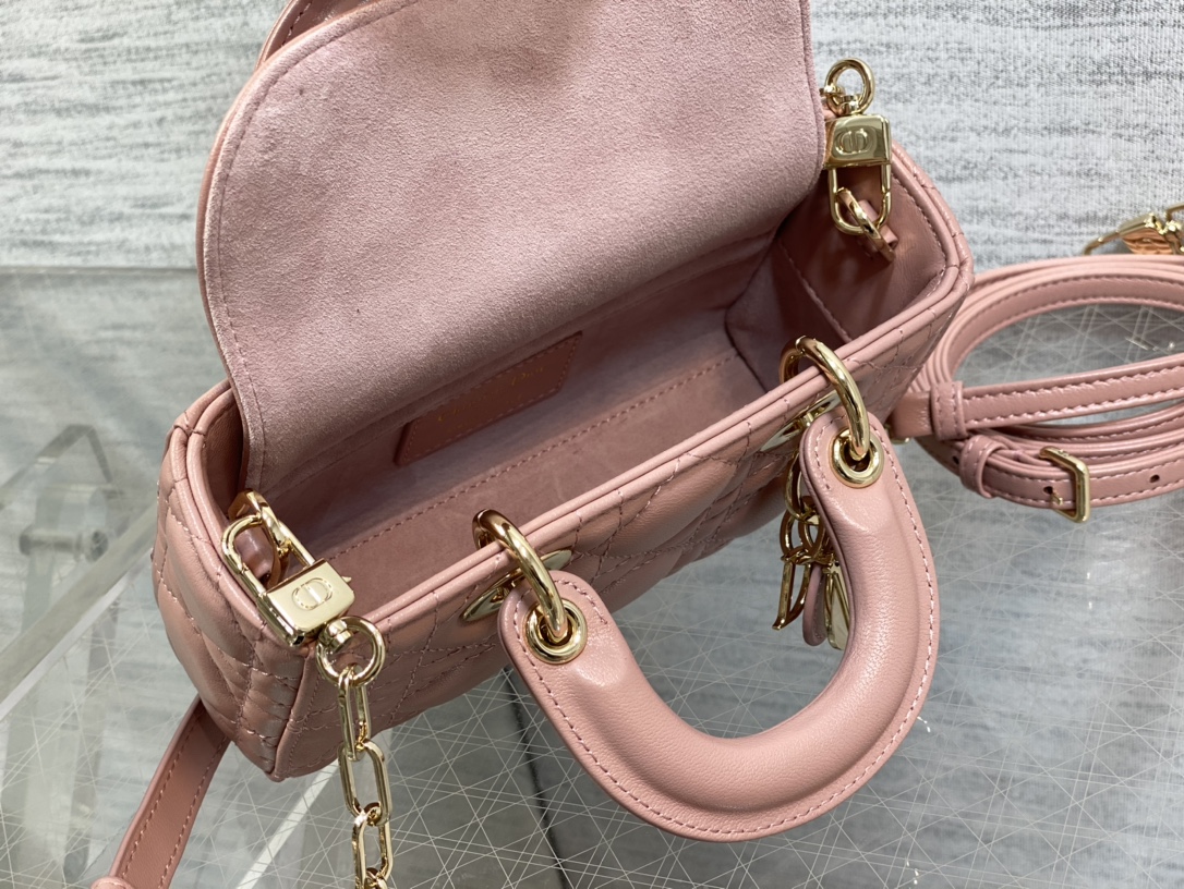 Micro Lady D-Joy Bag Pink Cannage Lambskin